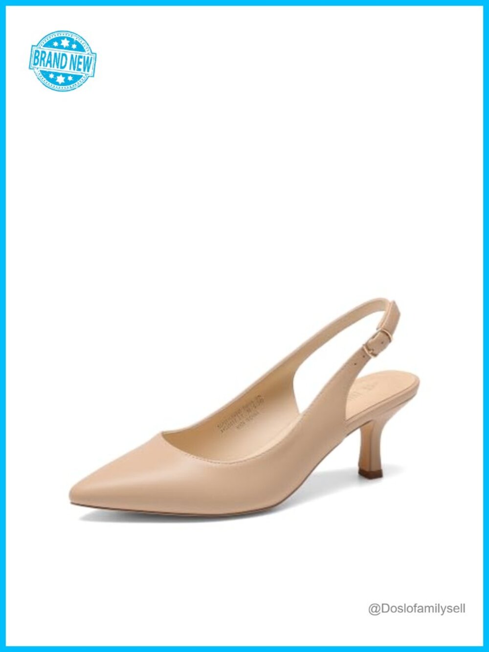 Women's Kitten Slingback Heels Pointed Toe Faux Leather Pumps